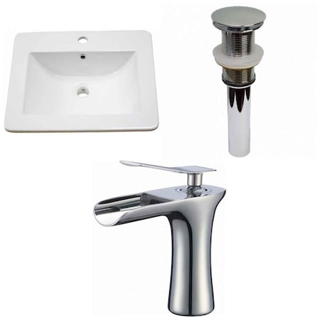 American Imaginations 21-in. W 1 Hole Ceramic Top Set In White Color - Drain Incl. AI-32850